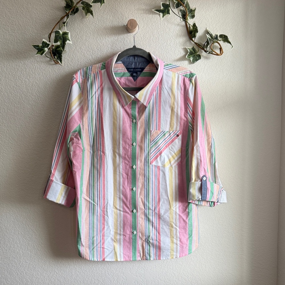 Women’s Cotton XL Spring 🌺 Striped Shirt EUC